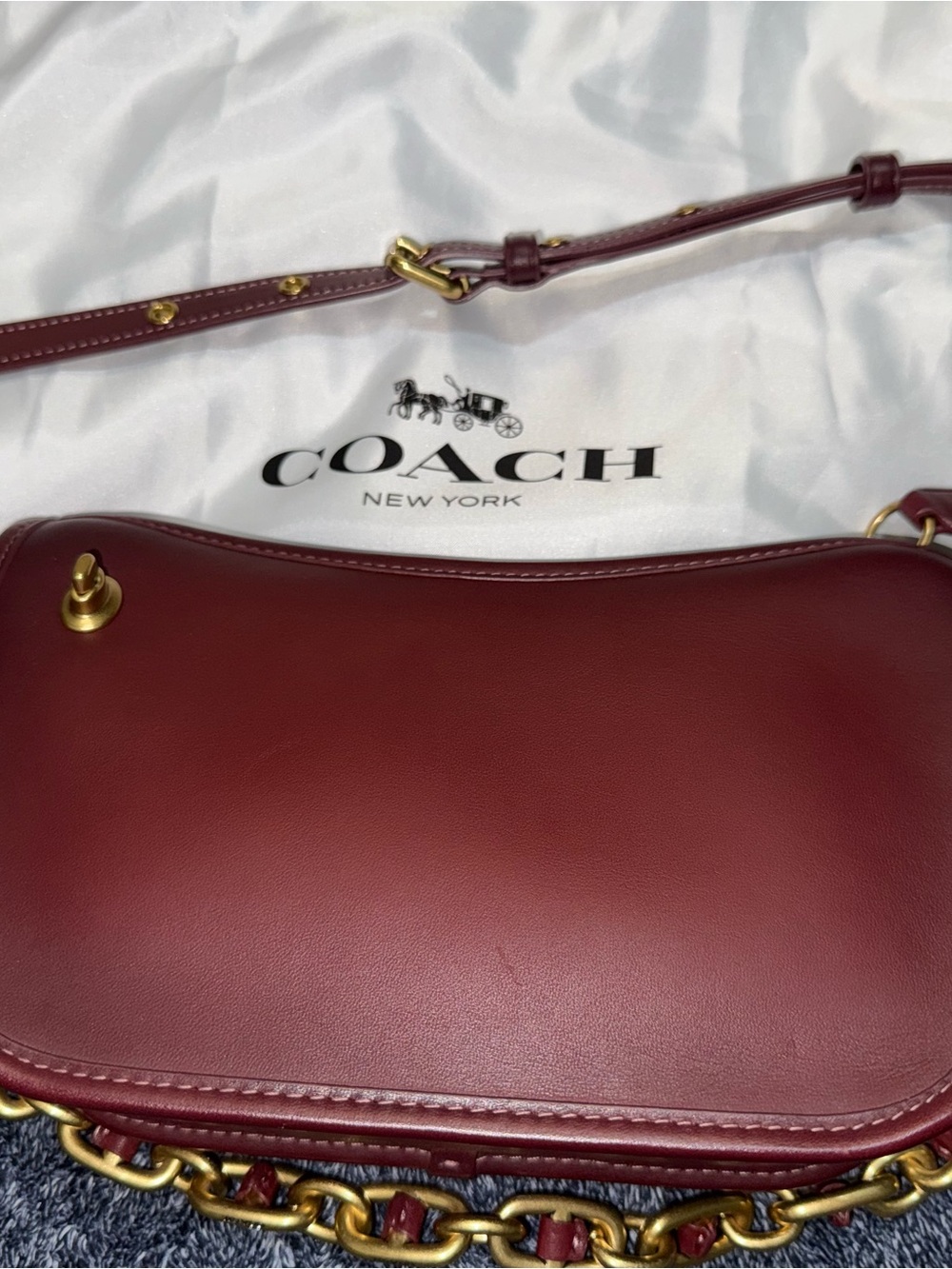 Coach Swinger With Chain Crossbody Wine Brass